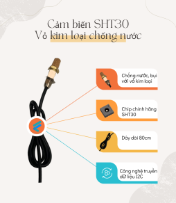 Cảm Biến Nhiệt Độ, Độ Ẩm SHT30 Ra Dây + Vỏ Bảo Vệ kim loại